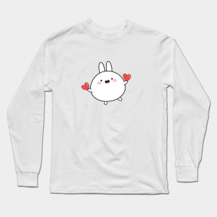 Happy rabbit, Love you sticker, Cute white rabbit sticker, Valentines day, Cute sticker, Kawaii rabbit, Pink sticker Long Sleeve T-Shirt